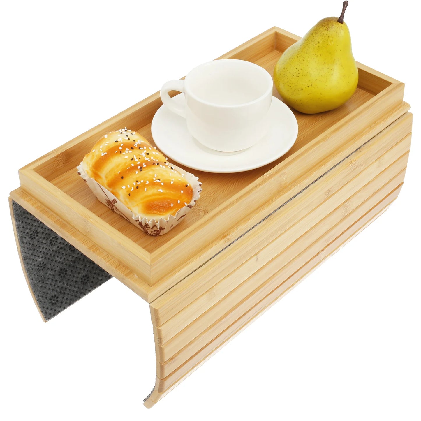 Anti-Slip Bamboo Sofa Tray - Stylish & Secure Storage Right On Your Sofa Arm