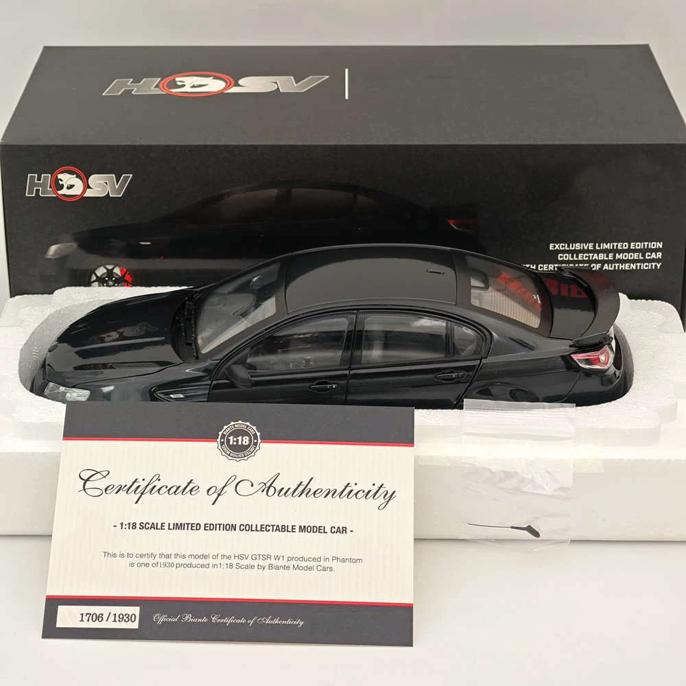 1:18 Scale Holden HSV GTSR W1 Phantom Black Diecast Car (with COA) β Iconic Design And Detailing To Showcase Your Pride