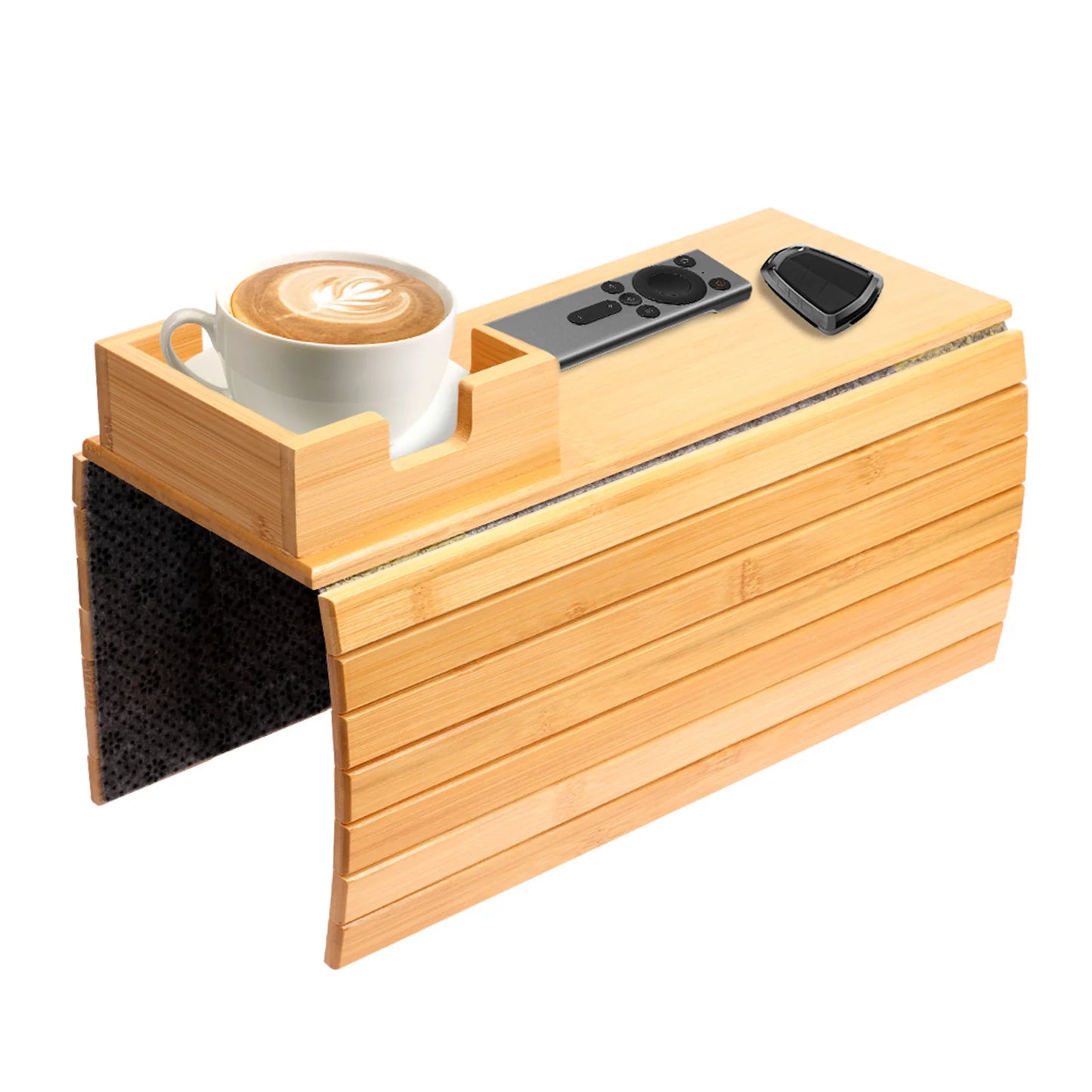 Anti-Slip Bamboo Sofa Tray - Stylish & Secure Storage Right On Your Sofa Arm