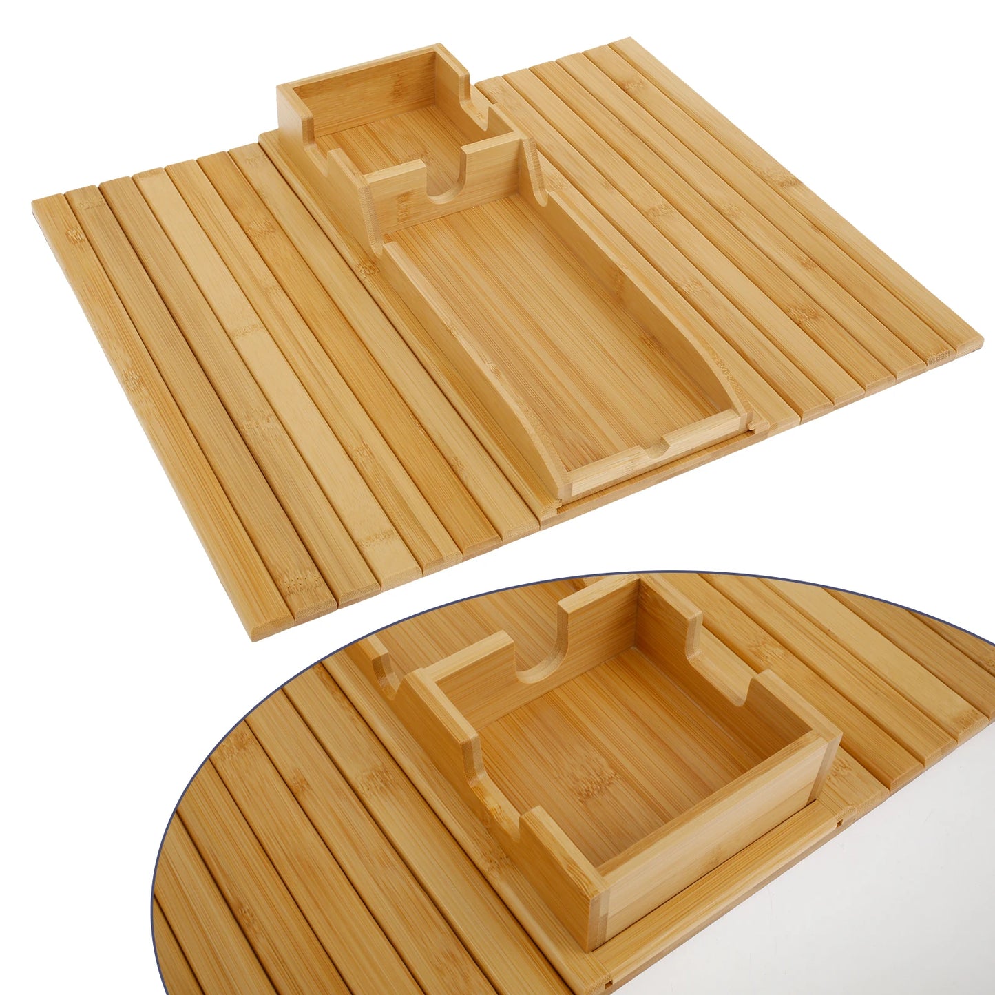 Anti-Slip Bamboo Sofa Tray - Stylish & Secure Storage Right On Your Sofa Arm