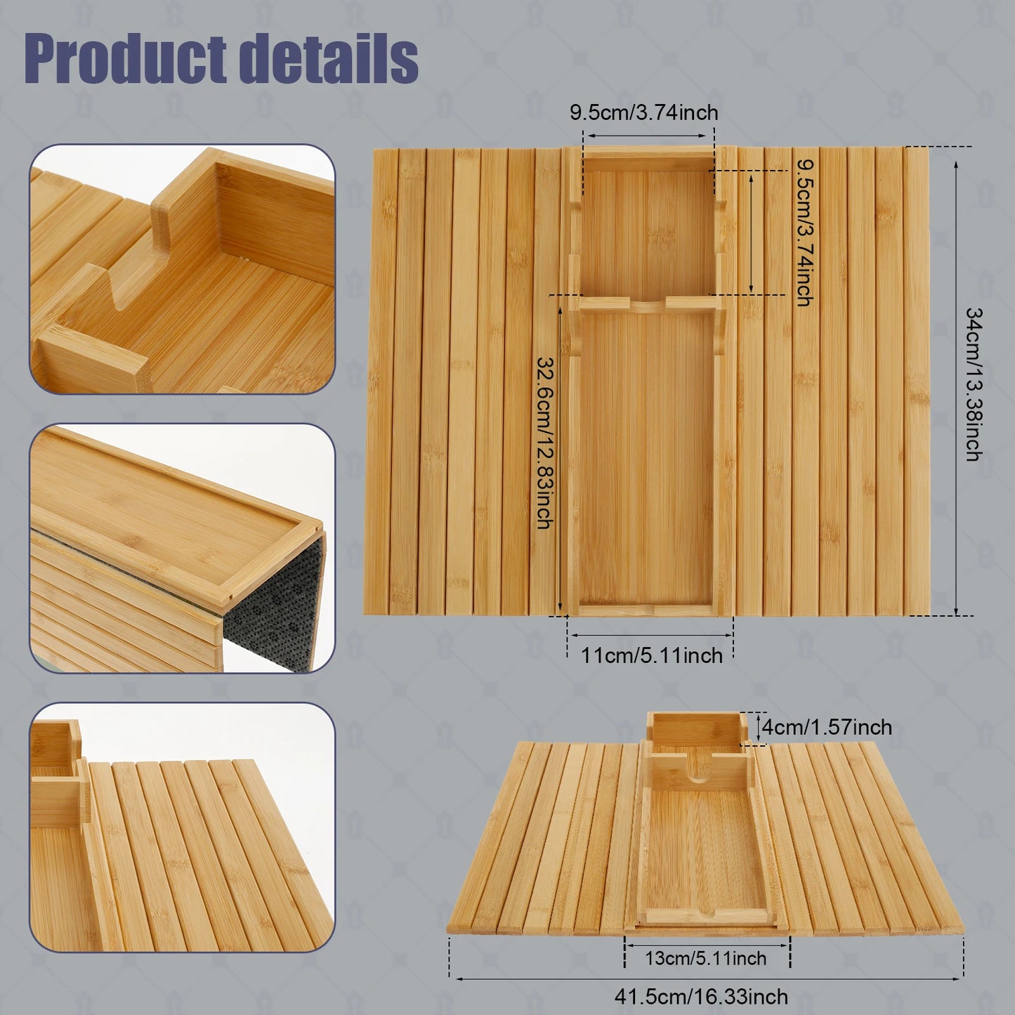 Anti-Slip Bamboo Sofa Tray - Stylish & Secure Storage Right On Your Sofa Arm