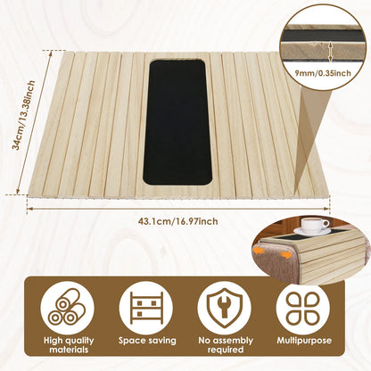 Anti-Slip Bamboo Sofa Tray - Stylish & Secure Storage Right On Your Sofa Arm