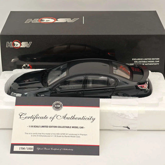 1:18 Scale Holden HSV GTSR W1 Phantom Black Diecast Car (with COA) – Iconic Design And Detailing To Showcase Your Pride