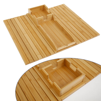 Anti-Slip Bamboo Sofa Tray - Stylish & Secure Storage Right On Your Sofa Arm