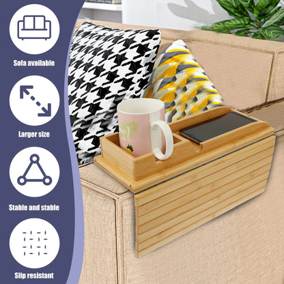 Anti-Slip Bamboo Sofa Tray - Stylish & Secure Storage Right On Your Sofa Arm