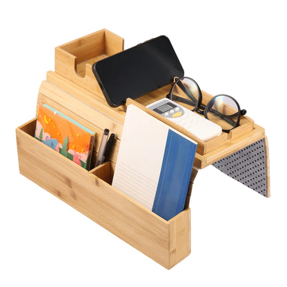 Anti-Slip Bamboo Sofa Tray - Stylish & Secure Storage Right On Your Sofa Arm